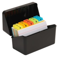 H4D 3x5 Index Card Holder with 100 Cards and 25 Dividers, 3"x5", Black