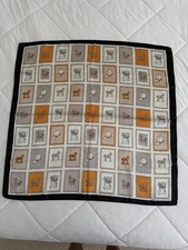 Women  s Silk Satin Square Scarf, Geometric Equestrian Horse Print, Logo