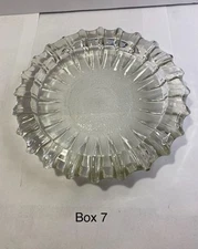 Vintage Blenko Clear Heavy Thick Glass Large Gear/Scalloped Edge Round