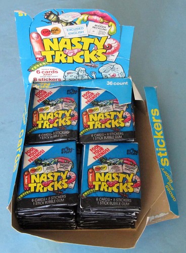 1990 - CONFEX - FUN STUFF - NASTY TRICKS - 36 CLEAN UNOPENED PACKS WITH BOX