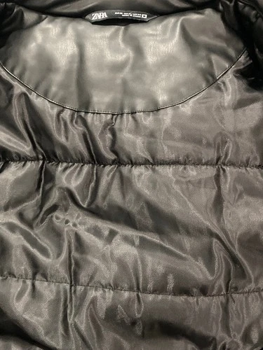 NWT ZARA Vegan Leather Oversized Bomber Puffer Jacket Men's Sz XLarge Black image 8