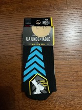 under armour undeniable black and blue mid crew socks - adult medium