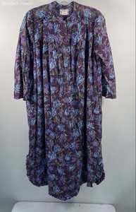 Vintage 90s Bettie Collection Honolulu Women's Purple Floral Long Sleeve Muumuu