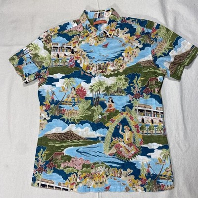 Tori Richard Aloha Hawaiian Shirt Short Sleeve Sz M Luau All Over Print