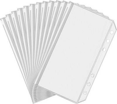 Antner 12pcs A6 Size Binder Pockets 6 Holes Budget Cash Size, Clear 
