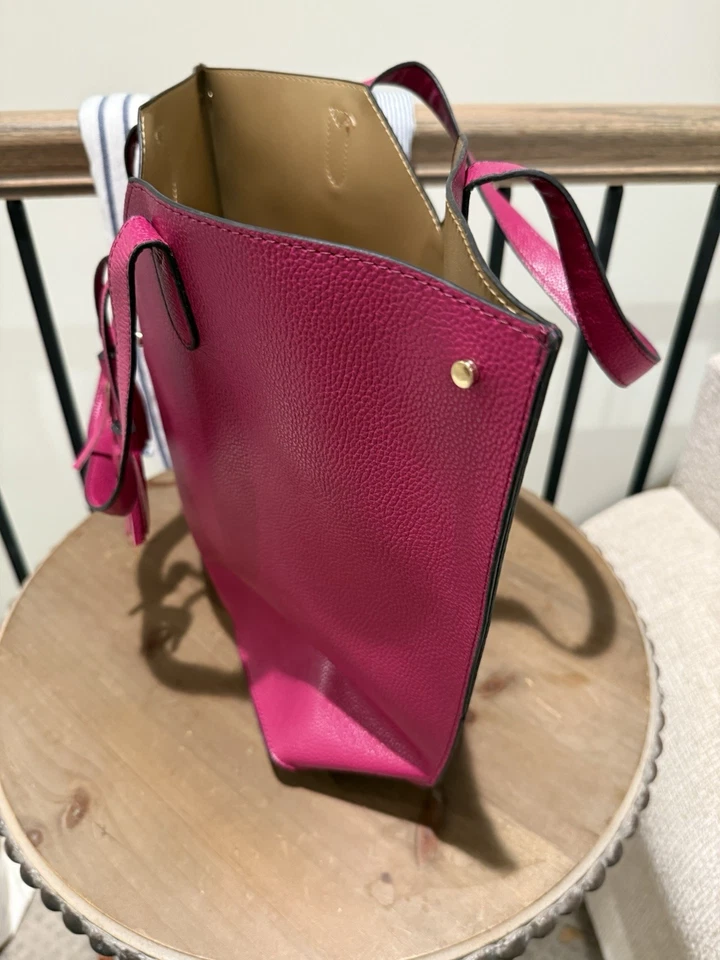 Bolso de Mano Neiman Marcus Fucsia Doble Borla Grande Nuevo sin Etiquetas Foto 3 de 4