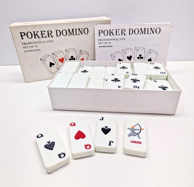 Professional Size Poker Marbleized Dominoes, Set of 54, ICHH Quality Product Inc