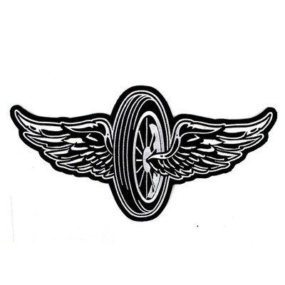 Biker Chopper Motorrad Flying Wheel Rad Wings Aufbügler Aufnäher Patch Groß