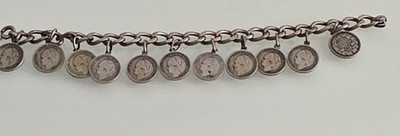 Schönes Armband mit Silber Münzen 10 Cents Holland Wilhelmina Trachten #23