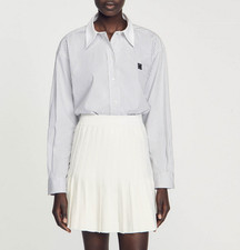 Sandro Paris gonna corta donna bianca in maglia plissettata taglia 40 L 12 SFPJU01032