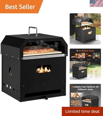 Outdoor Pizza Oven, 4-in-1 Detachable Pizza Oven with Pizza Stone, Cooking Gr...