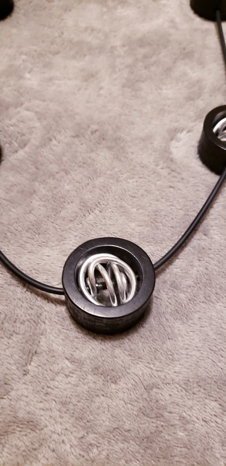 Collar largo OC Statement 21" y pendiente de clip de 2,5", negro, plata, conjunto de joyas Foto 2 de 4