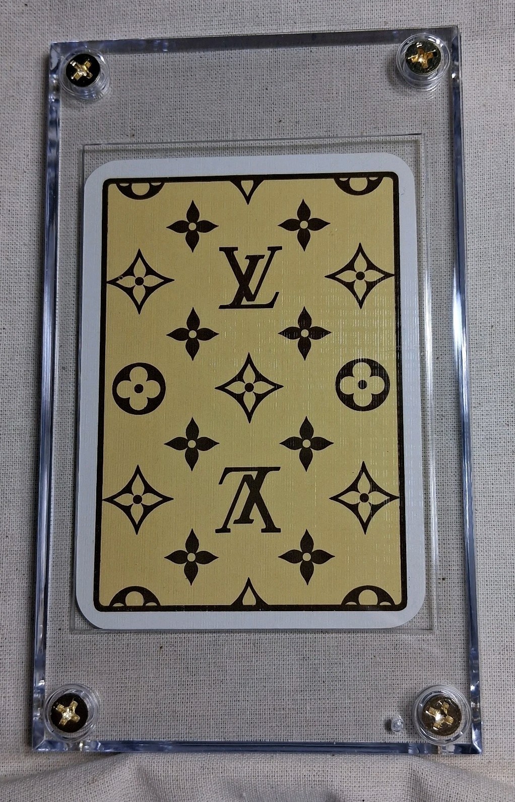 Louis Vuitton Monogram Authentic Brown LV Playing card in case,  6 of clubs