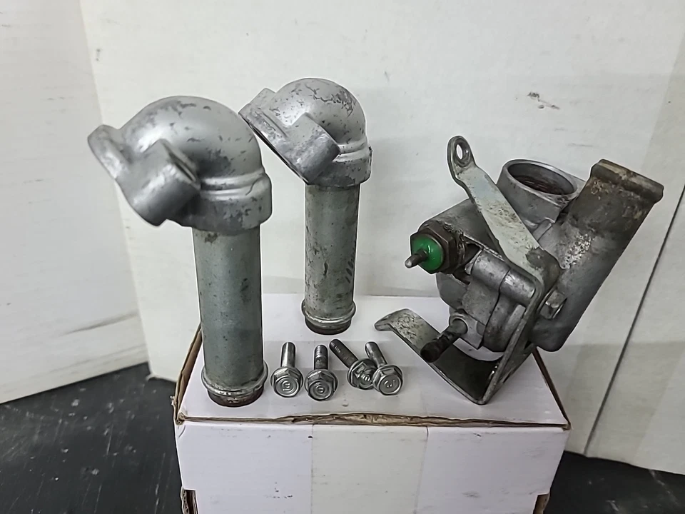 1978-1982 Honda CX500 CX500C CX500D Engine Cooling Thermostat Case Housing Pipes - Image 3 of 3