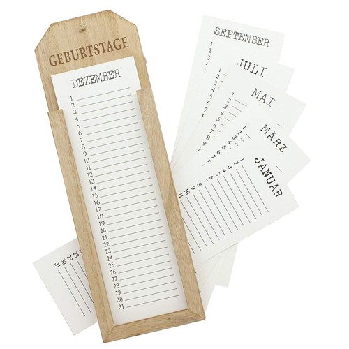 Memo Board "Geburtstage" aus Holz, Wand Dauer Kalender Notiz Pinn Tafel - Bild 3 von 5