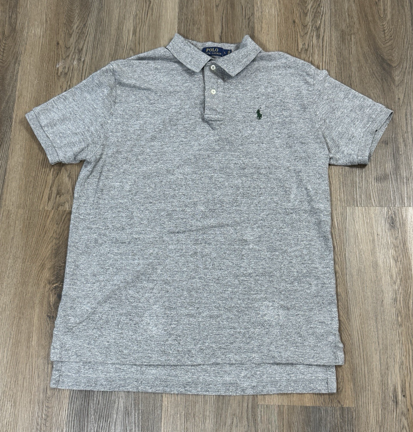 Polo Ralph Lauren camicia uomo grande grigia erica manica corta verde logo pony