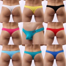 Men's Briefs Low-rise Bulge Pouch Thong T-back G-string Bikini Underwear Undies