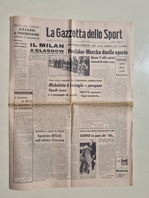 Gazzetta Dello Sport – 20 Février 1969 – Milan-Celtic Glasgow 0-0 – Coupe Des Champions – Original