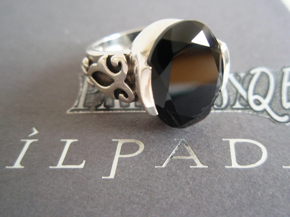 SILPADA RETIRED Sterling Silver 925 Black Faceted Chalcedony Ring Sz 6 R1410 $64 - Image 2 of 4