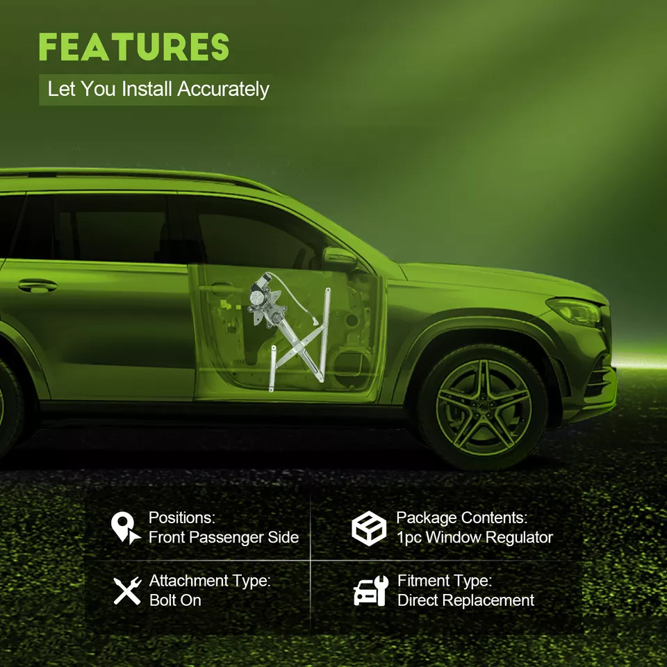 Regulador de ventana eléctrica delantero derecho cabina regular Toyota Tundra 2000-2006 con motor Foto 2 de 4