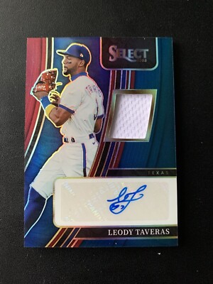 2022 Panini Select Signature Materials Tri-Color Prizm /75 Leody Taveras Auto