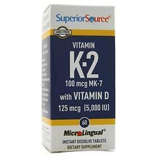 Superior Source Vitamin K-2 100mcg MK-7 with Vitamin D 125mcg  60 tabs