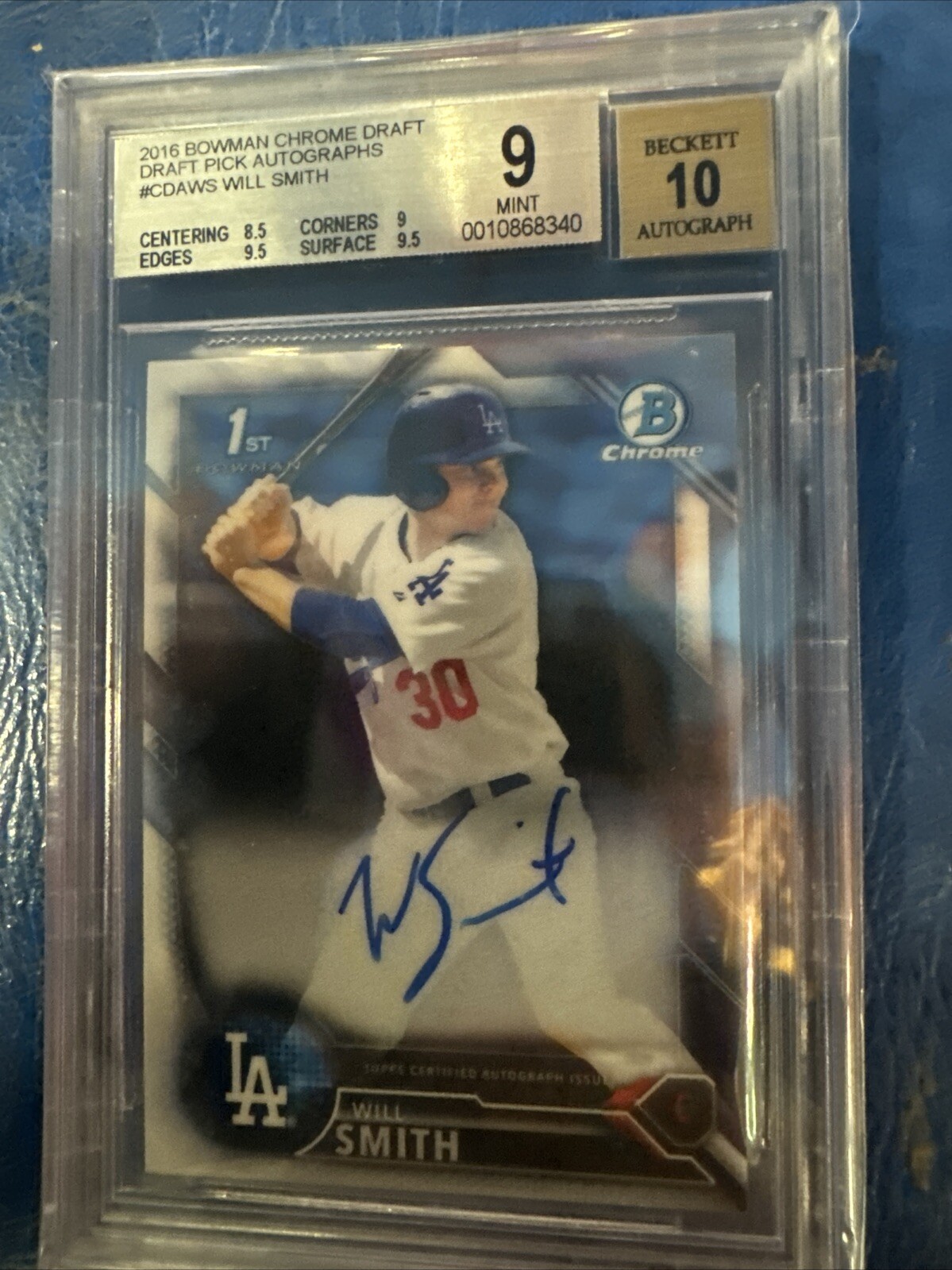 Will Smith Autographed Signed Los Angeles Dodgers dodgers bowman 