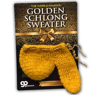 GEARS OUT Golden Schlong Sweater - Knitted Willy Warmer - Gag Gifts for Men - Funny Adult