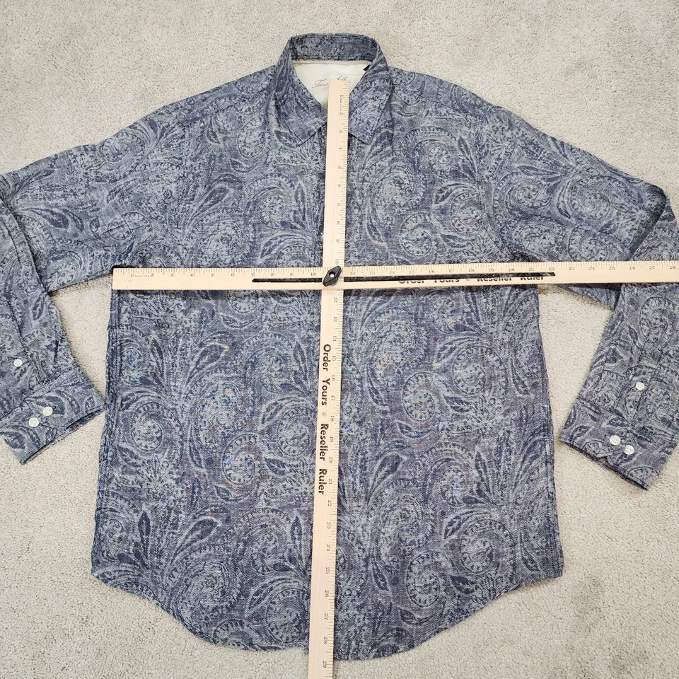 Camisa Tasso Elba Para Hombre Grande Estampado Paisley Manga Larga Abotonada Lino 15 1/2 Foto 2 de 4