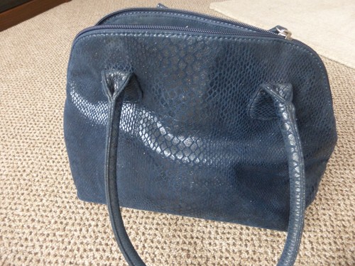 Navy Blue Per Una M&S Tote Shoulder Bag Handbag Animal print Ruffles - Picture 4 of 8
