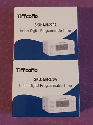 2 PACK - TiFFCOFiO Indoor 15A/1800W Digital Programmable Outlet Timer - NEW