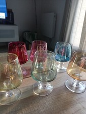 Lot 6 Magnifiques Verres A Cognac Anciens Cristal Ciselé