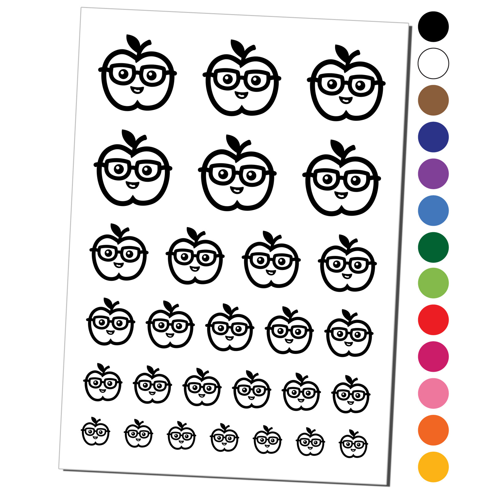 Cute Kawaii Apple Smart Glasses Temporary Tattoo Set Water Resistant