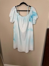 Forever 21 Womens Blue Dress 2x off shoulder short sleeve mini polyester plus