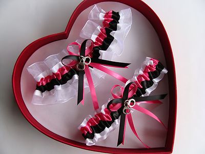 NEW Sexy Police Officer Handcuffs Hot Pink Black White Wedding Garter Prom 