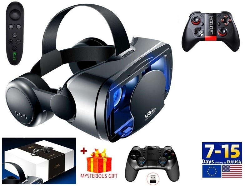 3D VR Pro Headset Virtual Reality Smart Glasses Helmet 7In Lenses Smartphones