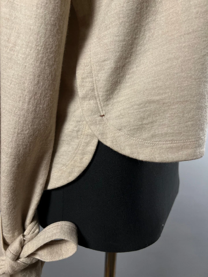 Suéter Jersey Raro Helmut Lang Mujer Beige Lana Seda Puños Corbatas Talla S Foto 4 de 4
