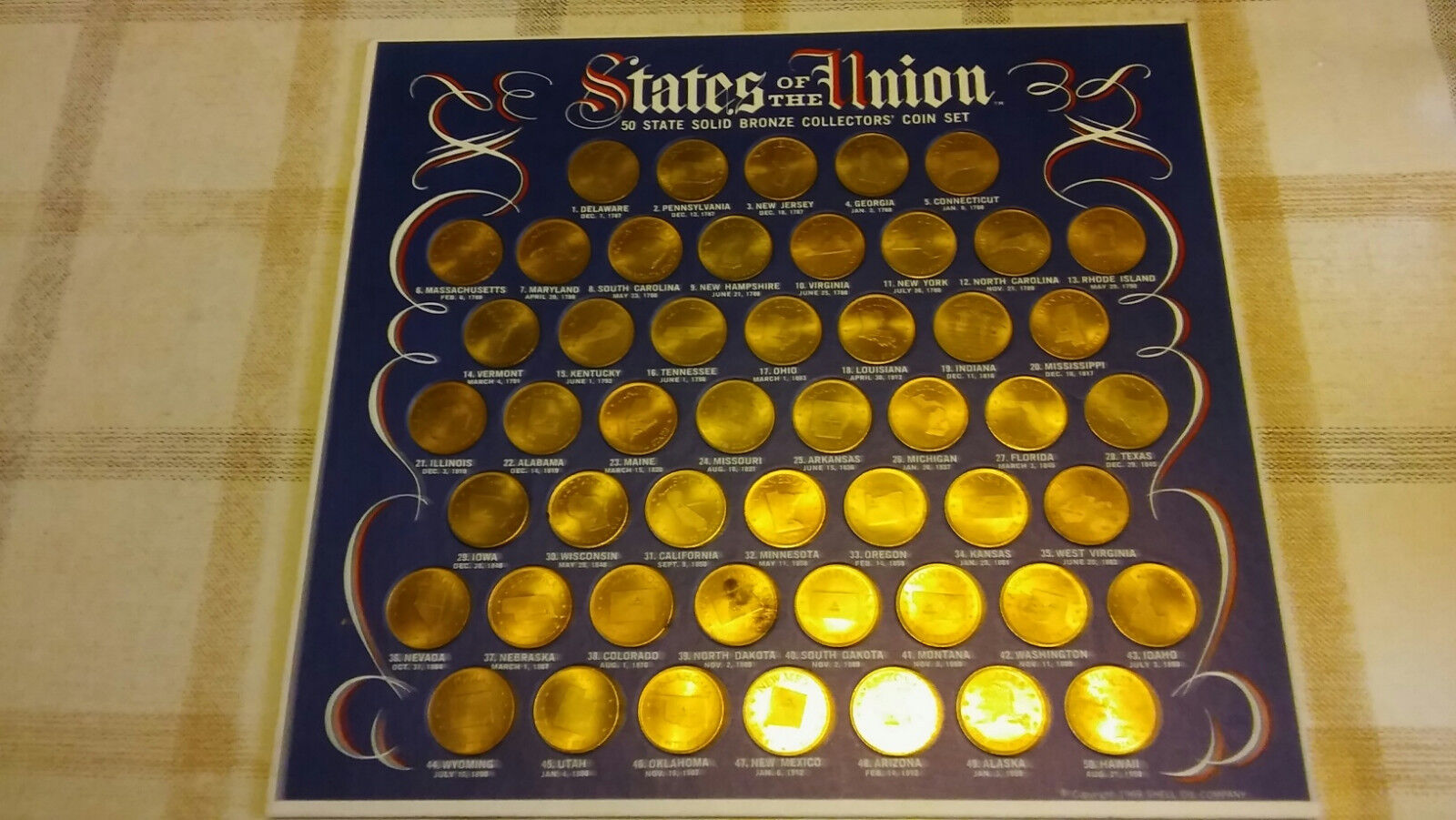 50 State Solid Bronze Collector's Coin Set - Shell Oil Company 1969....
