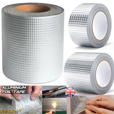 5A-HOME 5M Super Strong Waterproof Tape Butyl Seal Rubber Aluminum Foil Tape 50-100mm