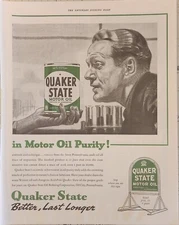1938 Quaker State Motor Oil Vintage Ad in motor oil purity