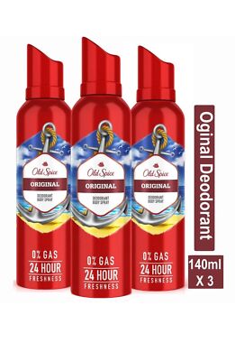 Old Spice Original Deodorant Body Spray - 140 ml (Pack of 3) Free Shipping