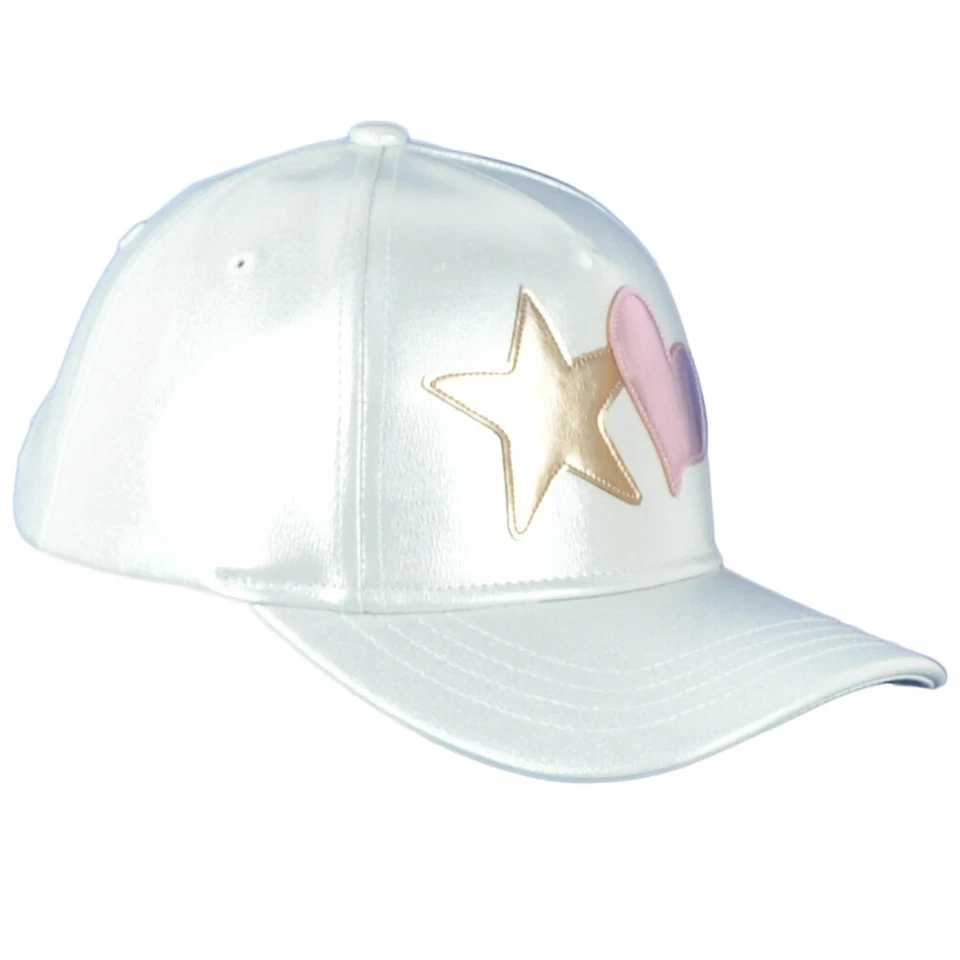 Heart Star Bright Silver Girls Fashion Adjustable Curved Bill Youth Kids Hat Cap - Image 3 of 4