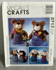 McCalls Crafts Jeanie Babies Bunny Bear Dog 12 inch Sewing Pattern 2717 Uncut 