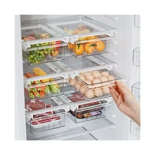 SNSLXH 2 Pack Refrigerator Drawer Organizer, Pull Out Shelf Storage Transpare...