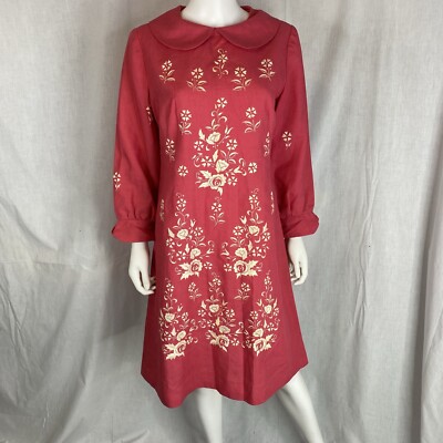 RAMIE TEIJIN collared long sleeve knee-length dress pink floral embroidered 70s | eBay RAMIE TEIJIN collared long sleeve knee-length dress pink floral embroidered 70s | eBay