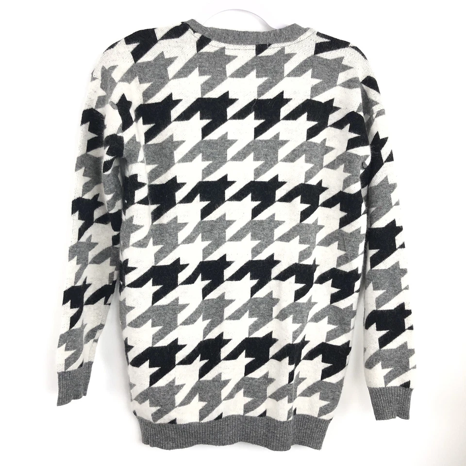 Cárdigan Forever 21 Angora Rabbit Lana Botón Frontal Pata de Gallo Marfil Pequeño AF4 Foto 2 de 4