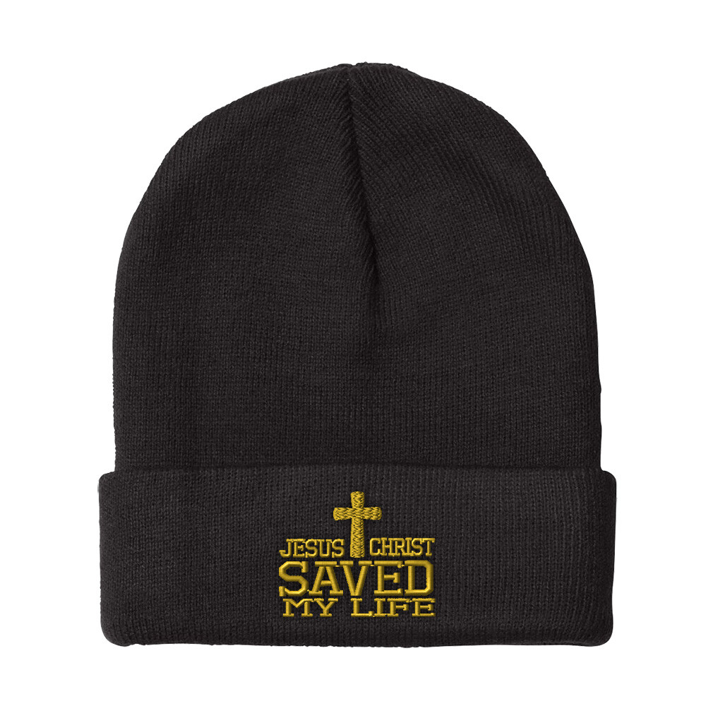 Beanies for Men Jesus Christ Saved My Life Embroidery Acrylic