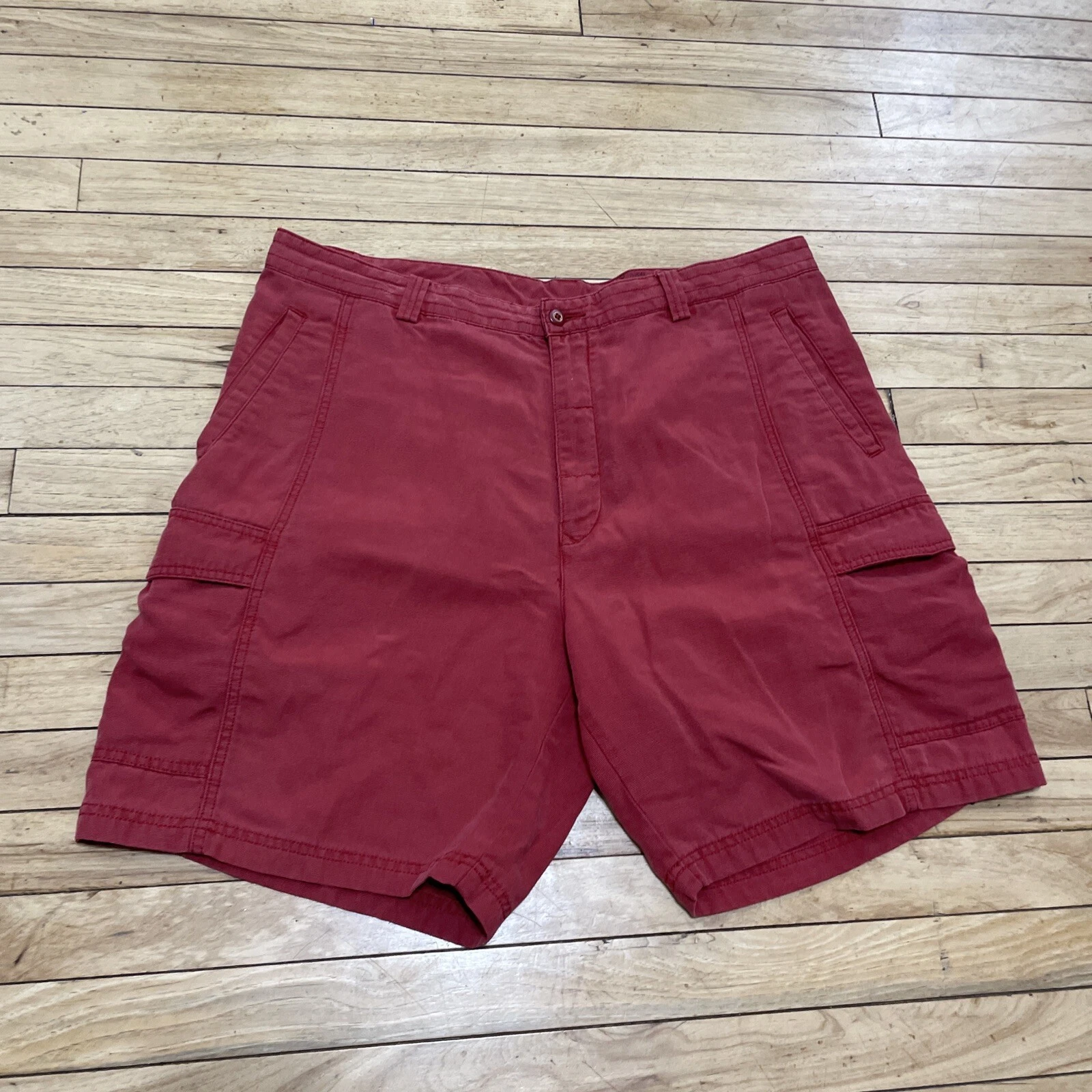 Tommy Bahama Relax Cargo Shorts Men 40 Red Y2k Streetwear Casual Resort Tencel