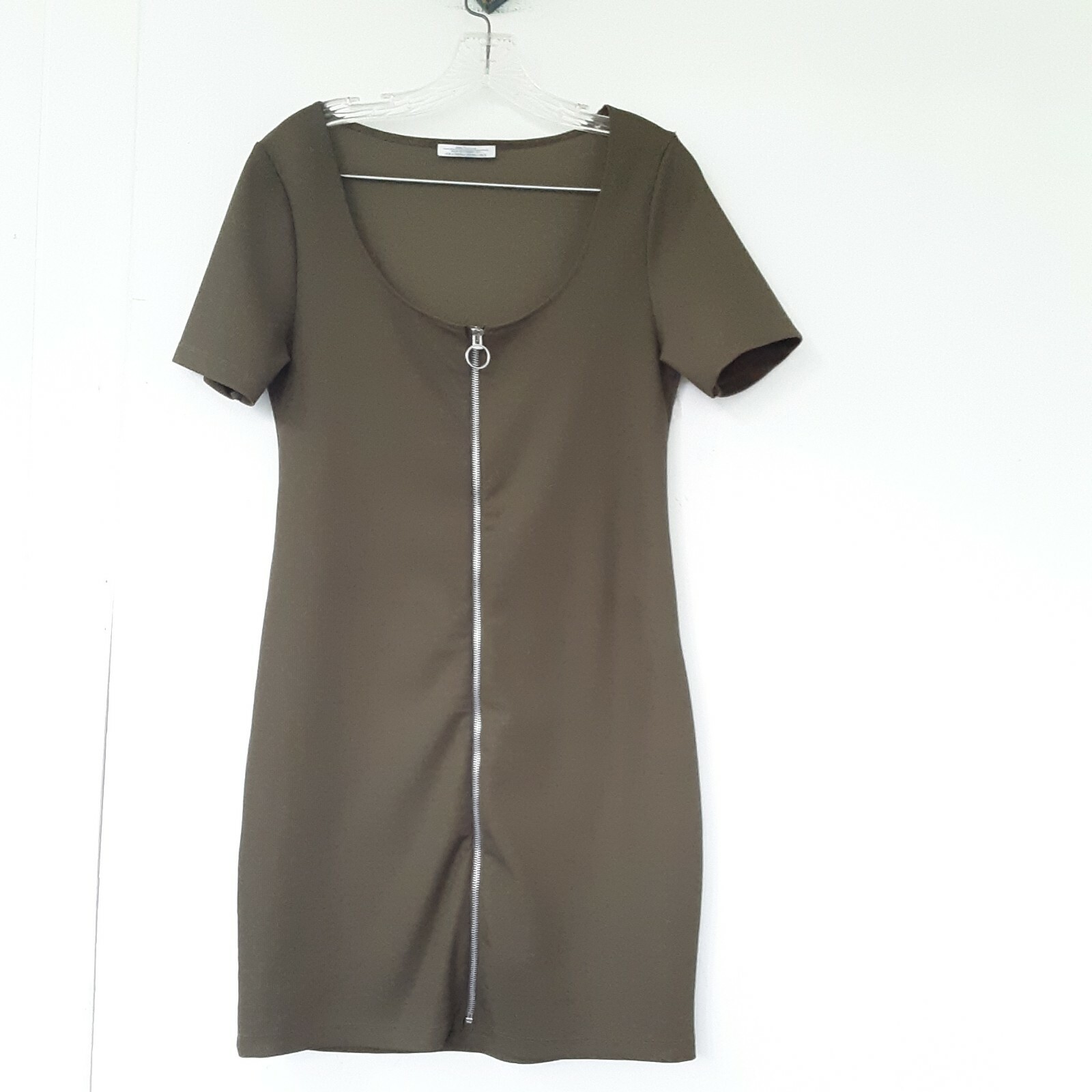 Zara Green Ribbed Bodycon Dress Full 