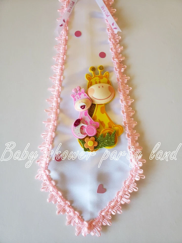 Corbata Dad To Be | Decoración Baby Shower | Jirafa | Rosa | Es una niña Foto 4 de 4